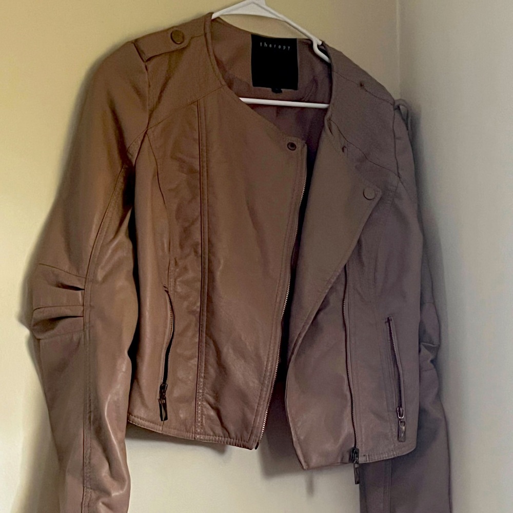 Faux leather waist jacket